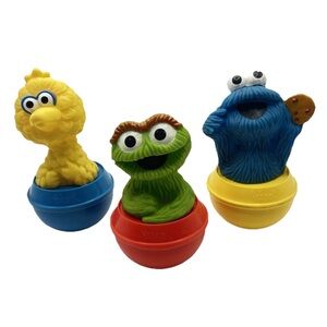 Vintage Sesame Street Cookie Monster Big Bird Oscar Roly Poly  Weebles Wobble